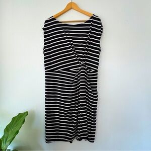 VGUC Loft striped faux wrap dress XL